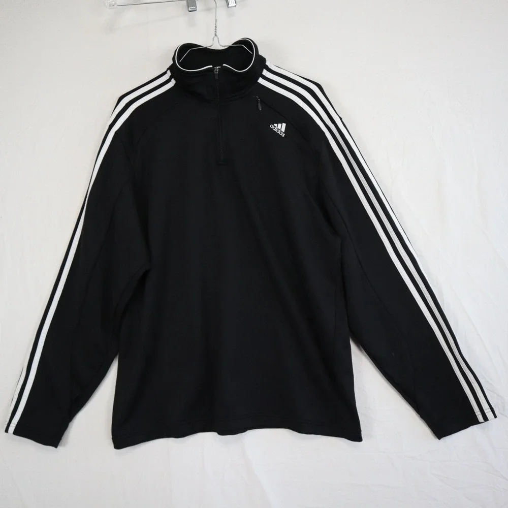 Adidas 1/4 Zip Pullover Mens Large‎ Activewear Mock Neck Black Long Sleeve